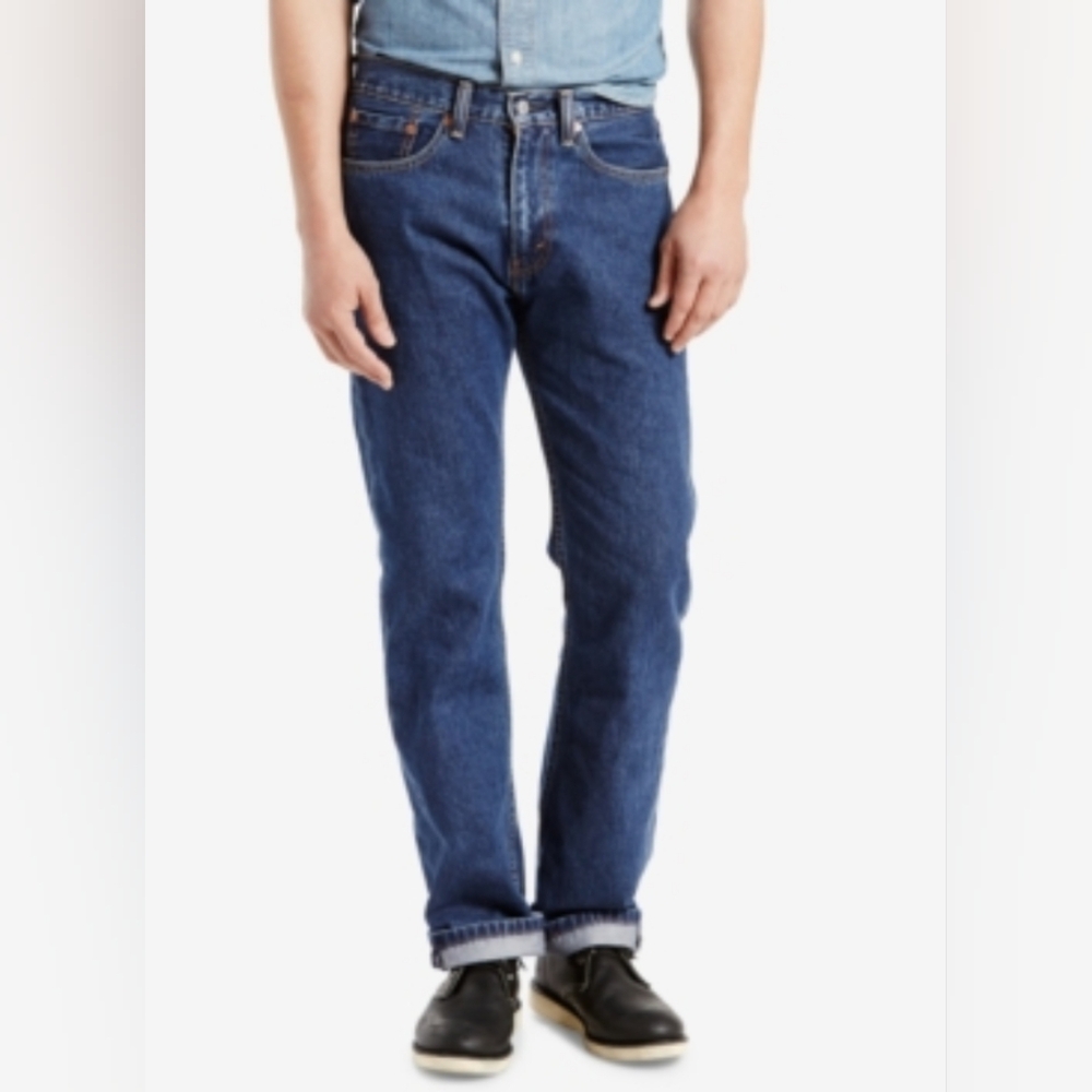 Levi's 505 Men's Regular Fit Straight Leg Jeans Size 34 x 30 Dark Blue NWT